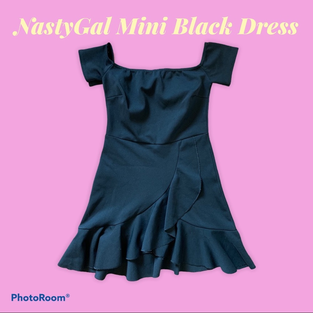 NastyGal off the shoulder black dress